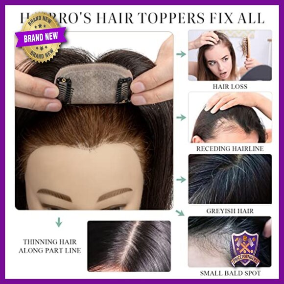Human Hair Topper 10 Inch Silk Base Clip-in Hairpiece for Thinning Hair main image 4